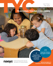 the cover for the fall 2023 issue of teaching young children