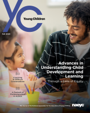 the cover of the publication,  young children, fall 2023